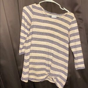 Knit white and blue striped sweater